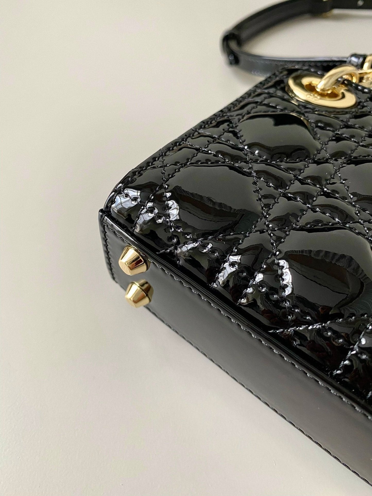 DIOR micro lady 12 black patent caslfskin