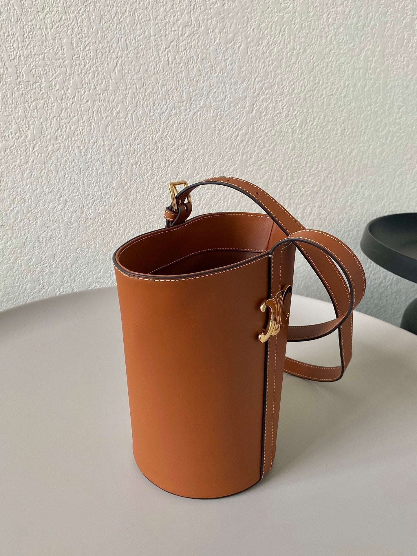 Celine TRIPHOME 25 BUCKET BAG CINNAMON BROWN CALFSKIN
