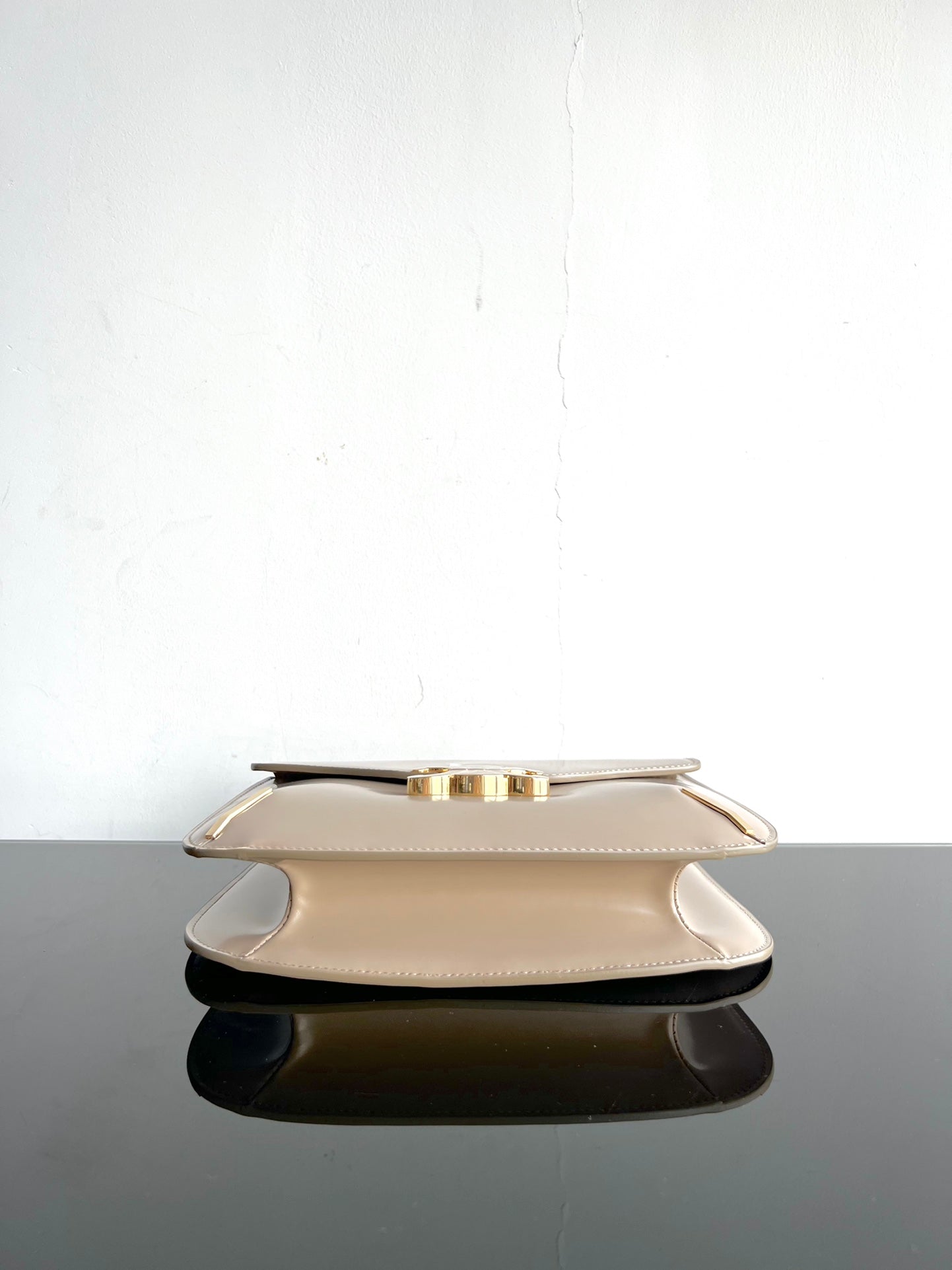 Celine BESACE TRIPHOME 24 BEIGE CREAM GLOSSY CALFSKIN