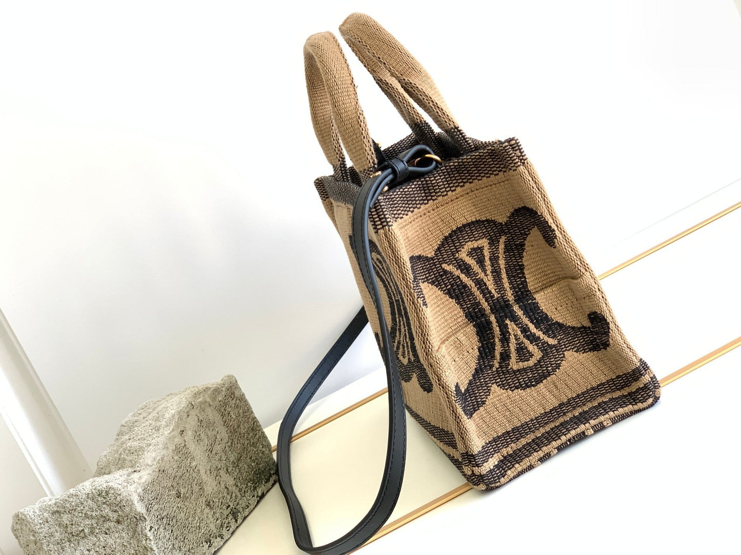 Celine TRIPHOME 26 FABRIC BLACK BROWN BAG