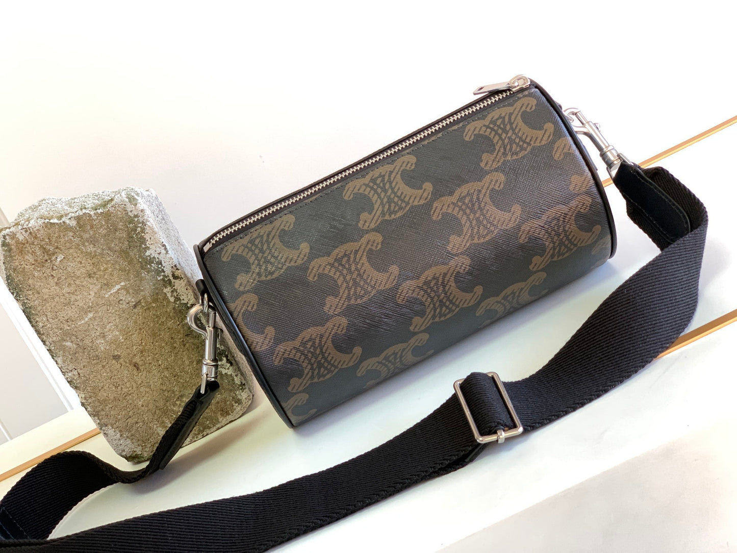 Celine CYLINDRICAL 22 BAG BLACK BROWN COWHIDE