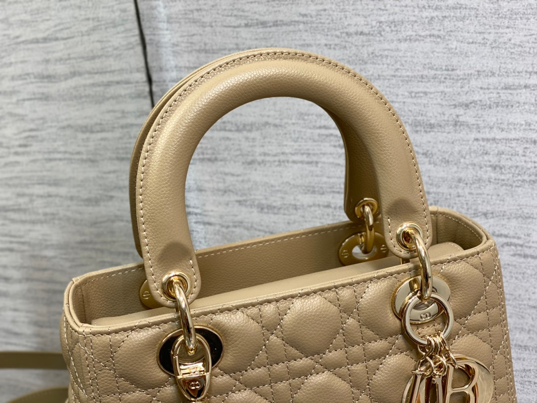DIOR medium lady 24 ecru calfskin ghw
