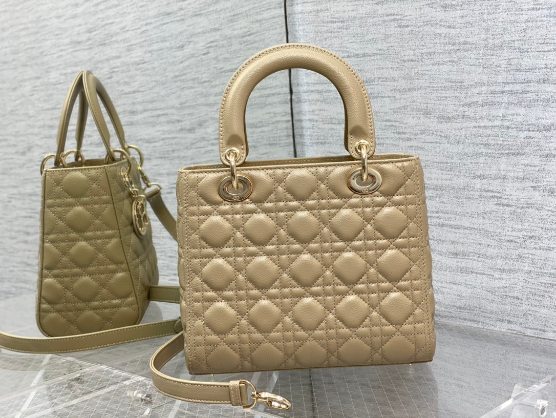 DIOR medium lady 24 ecru calfskin ghw