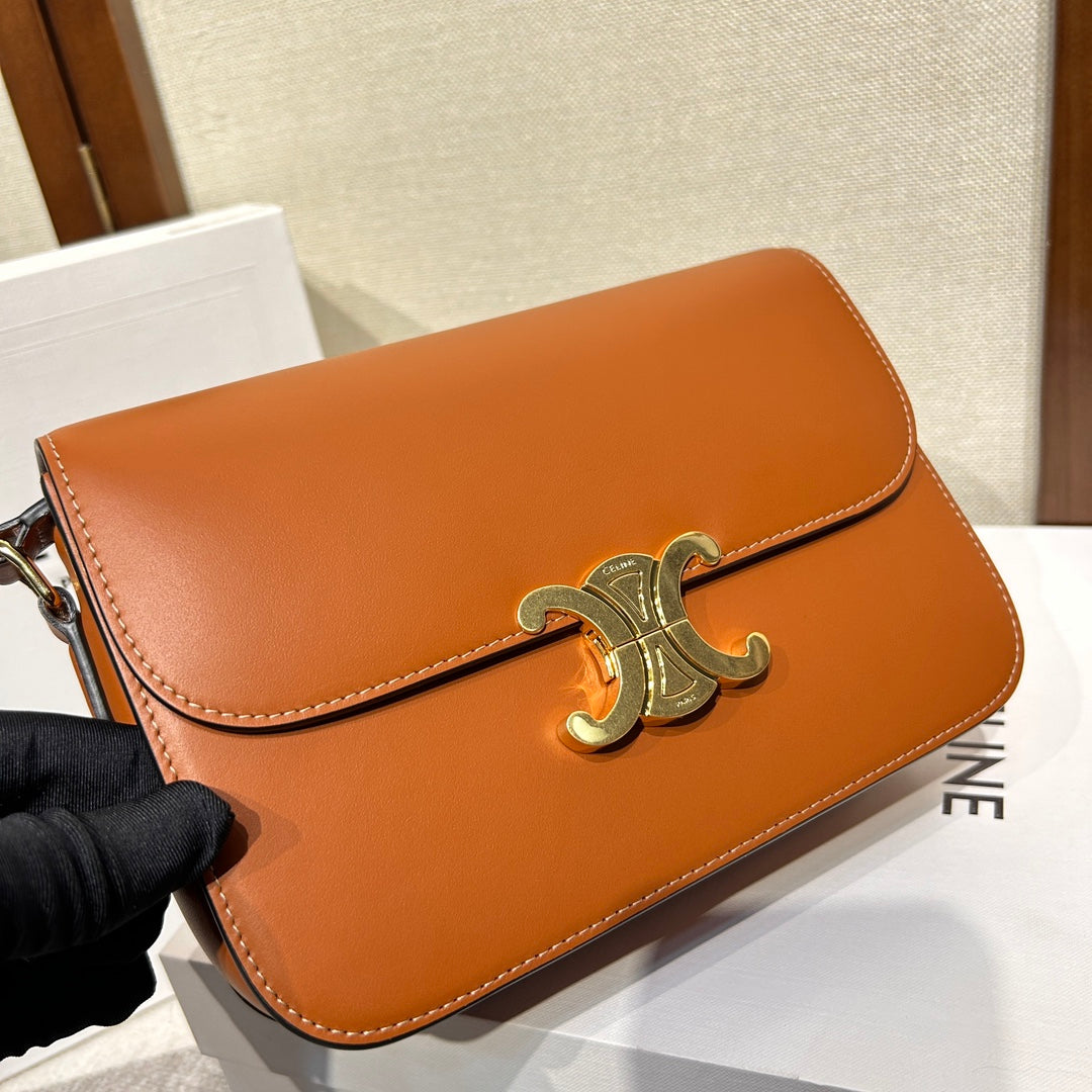 Celine triomphe 22 brown calfskin gold hardware