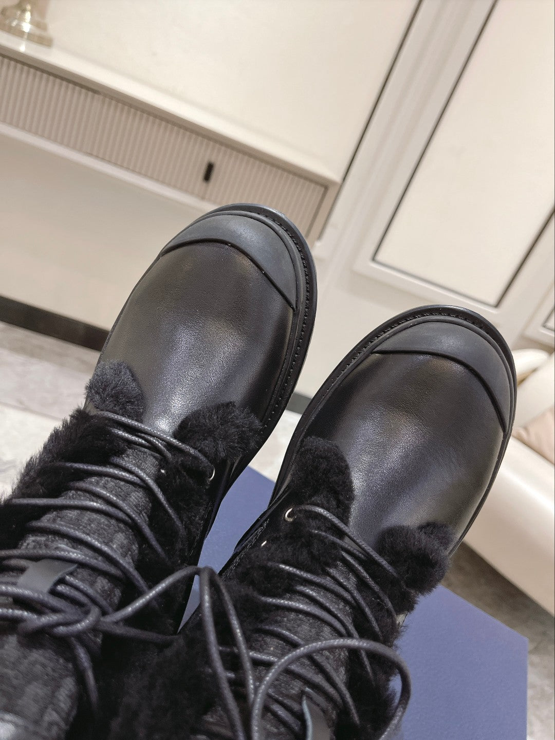 DIOR Explorer Ankle Boot 50mm Black Fleece Lining Oblique Jacquard Fabric And Cowhide