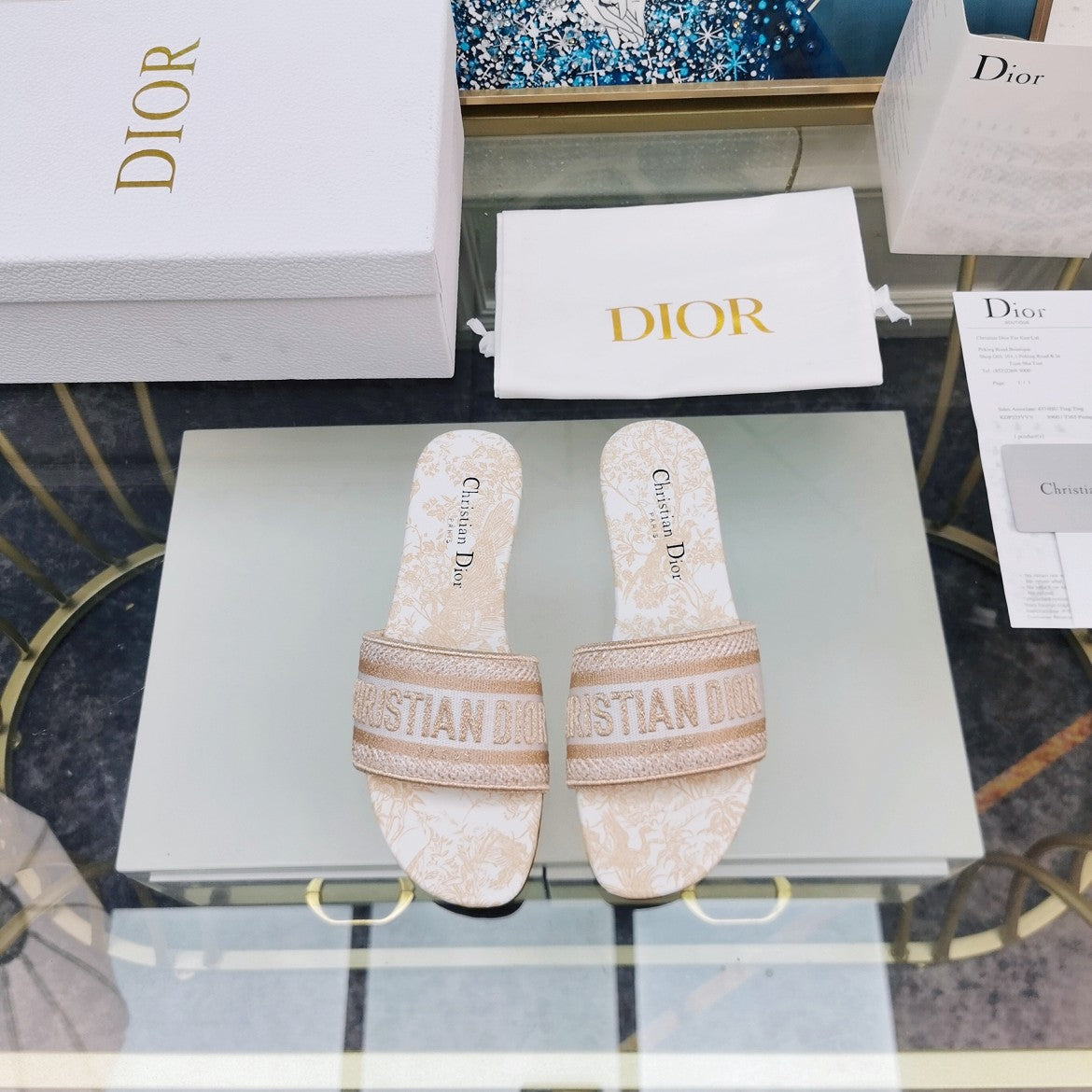 DIOR Mule Dway Slide 10mm Multi-motifs Style 82