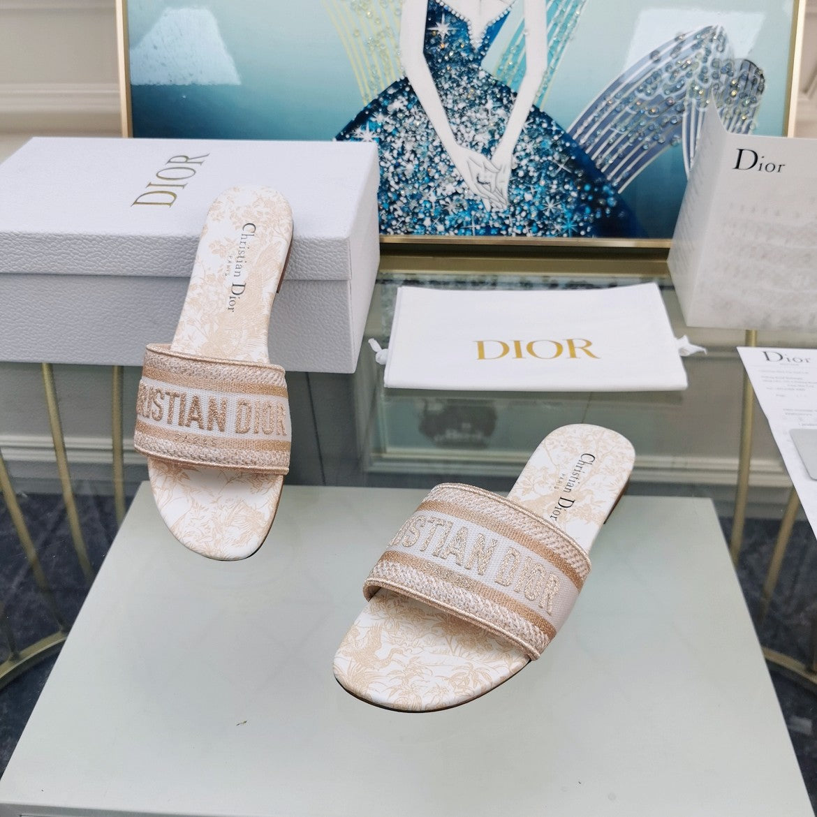 DIOR Mule Dway Slide 10mm Multi-motifs Style 82