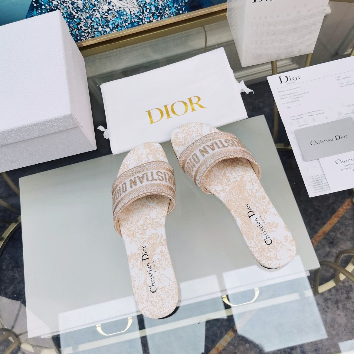 DIOR Mule Dway Slide 10mm Multi-motifs Style 82