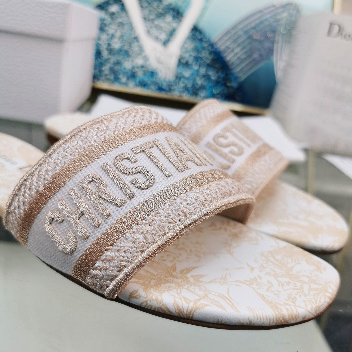 DIOR Mule Dway Slide 10mm Multi-motifs Style 82