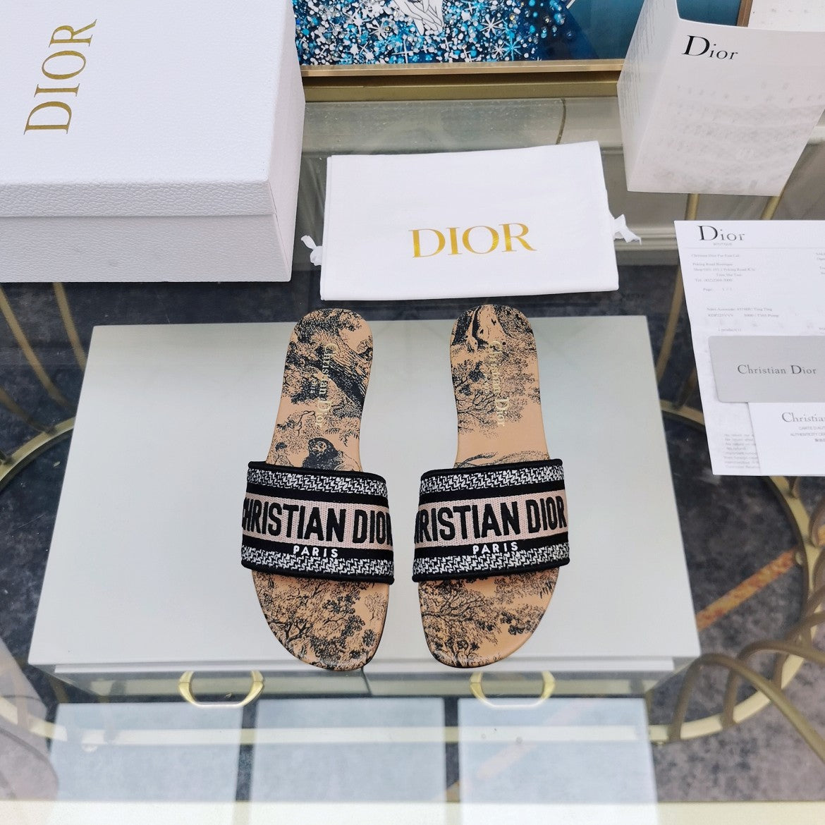 DIOR Mule Dway Slide 10mm Multi-motifs Style 81