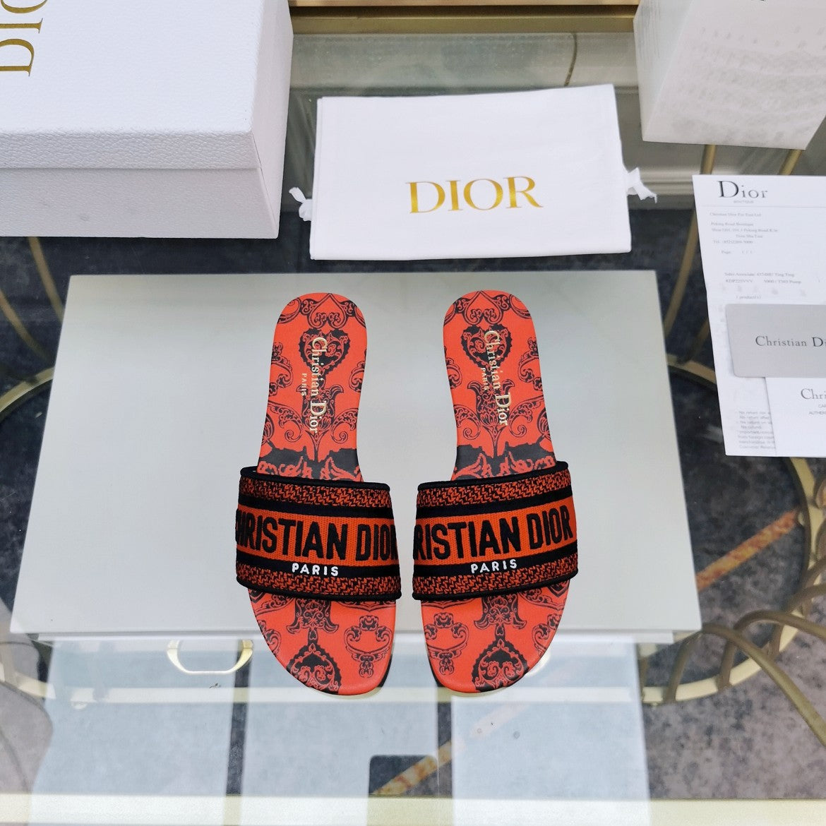 DIOR Mule Dway Slide 10mm Multi-motifs Style 79