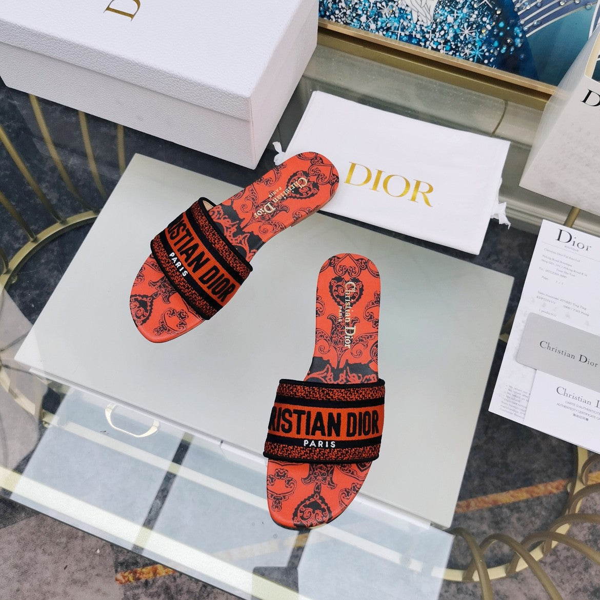 DIOR Mule Dway Slide 10mm Multi-motifs Style 79