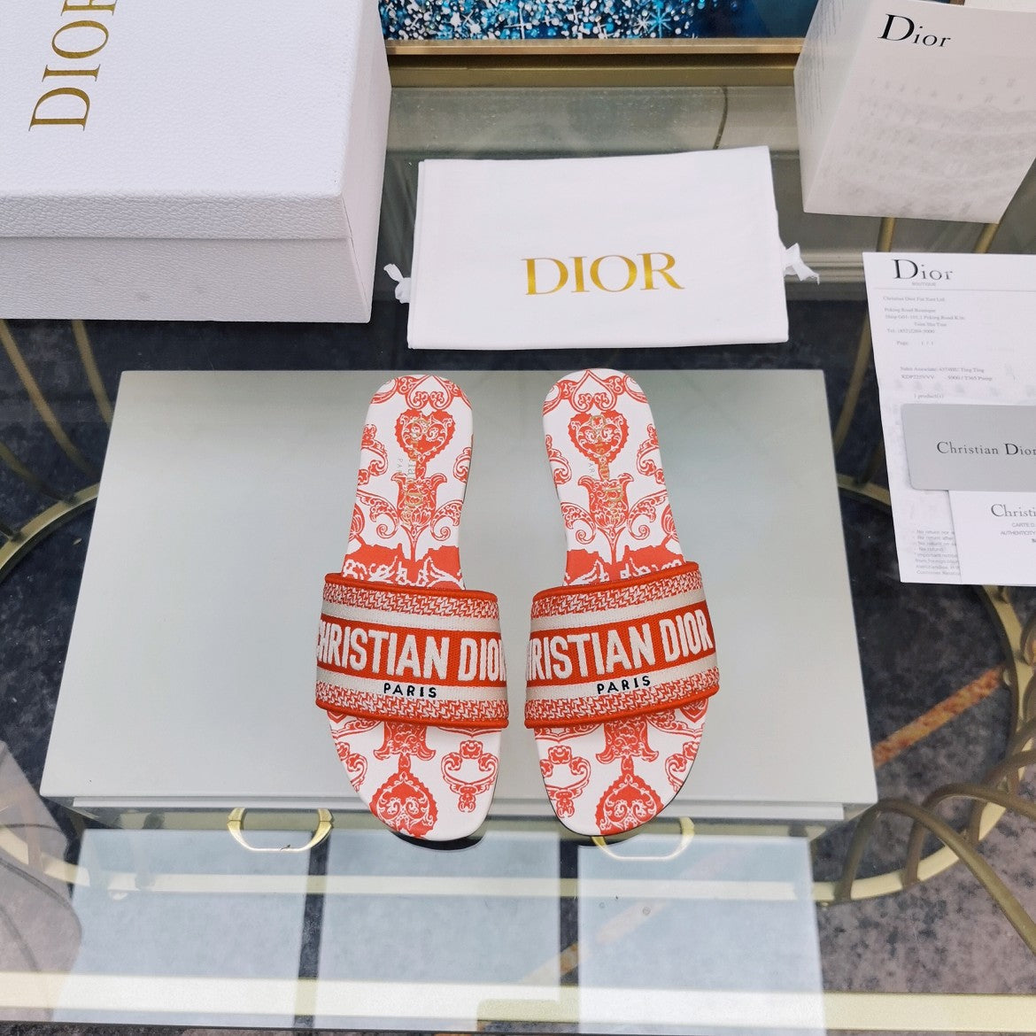DIOR Mule Dway Slide 10mm Multi-motifs Style 80