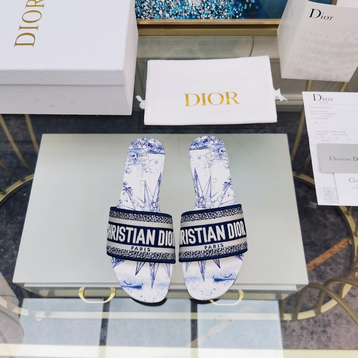 DIOR Mule Dway Slide 10mm Multi-motifs Style 78