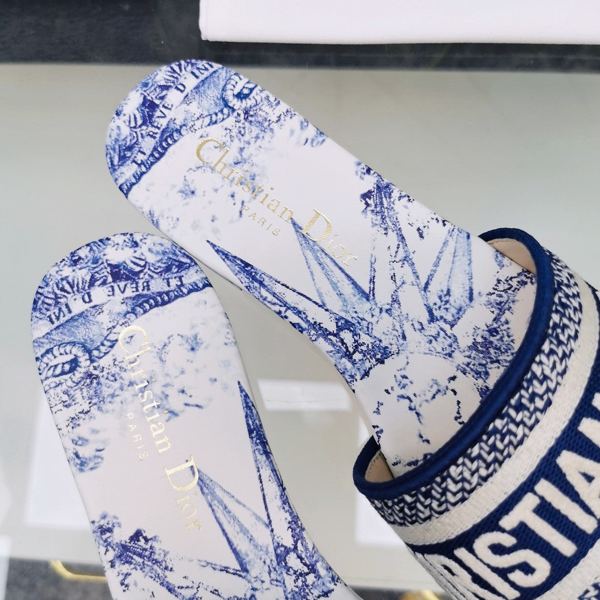 DIOR Mule Dway Slide 10mm Multi-motifs Style 78