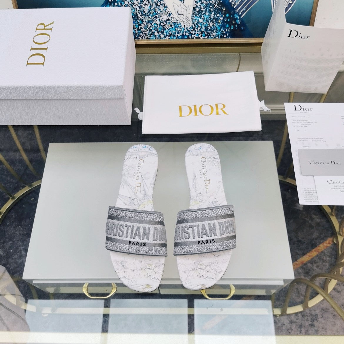 DIOR Mule Dway Slide 10mm Multi-motifs Style 27