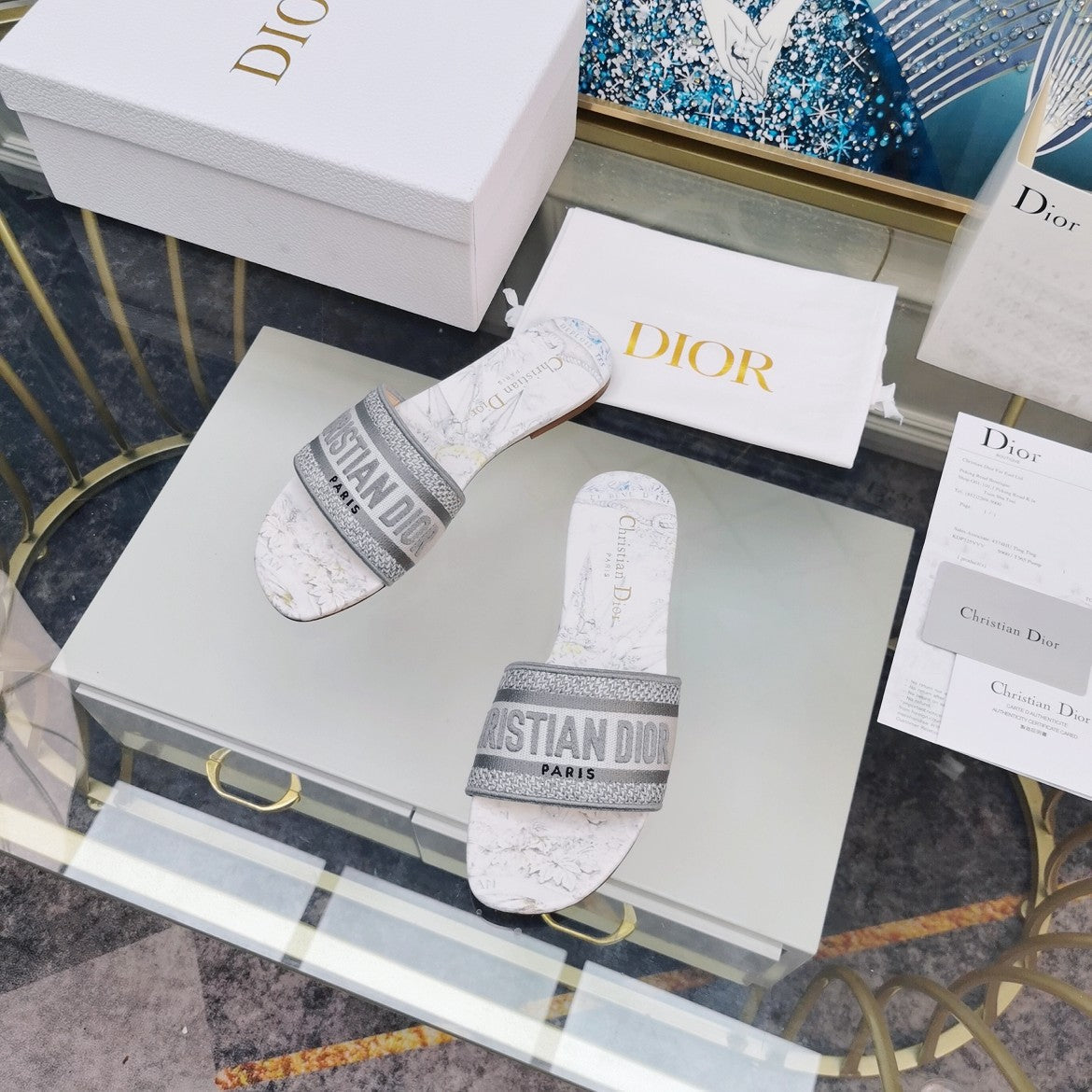 DIOR Mule Dway Slide 10mm Multi-motifs Style 27