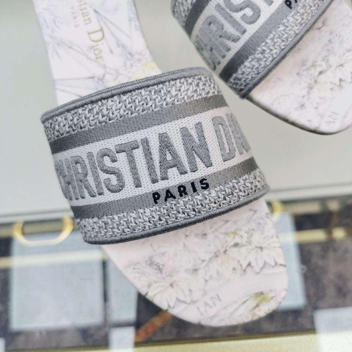 DIOR Mule Dway Slide 10mm Multi-motifs Style 27