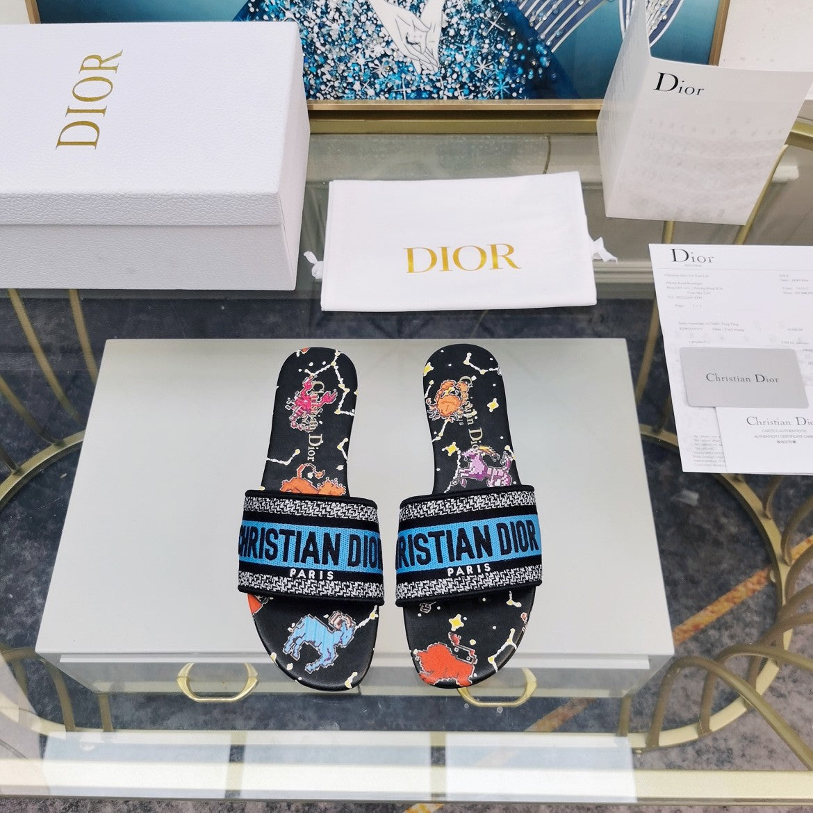 DIOR Mule Dway Slide 10mm Multi-motifs Style 77