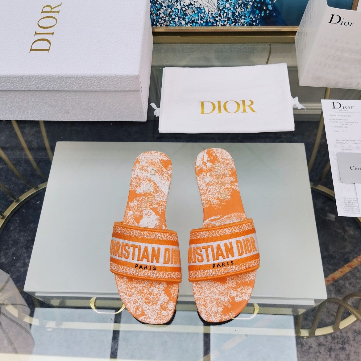 DIOR Mule Dway Slide 10mm Multi-motifs Style 76