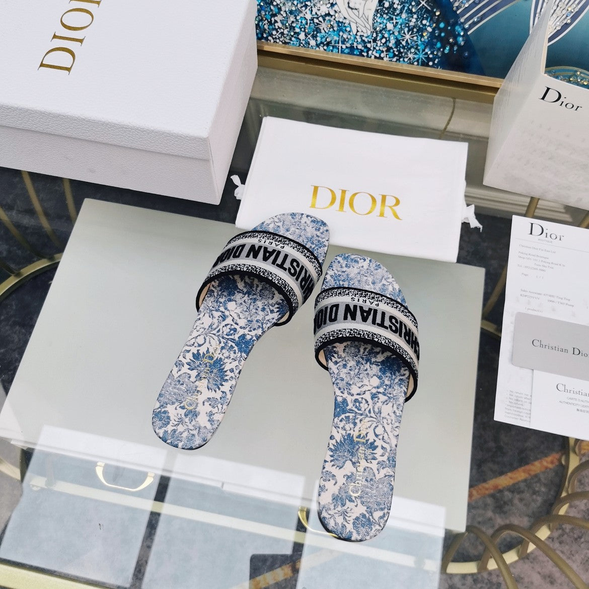 DIOR Mule Dway Slide 10mm Multi-motifs Style 75
