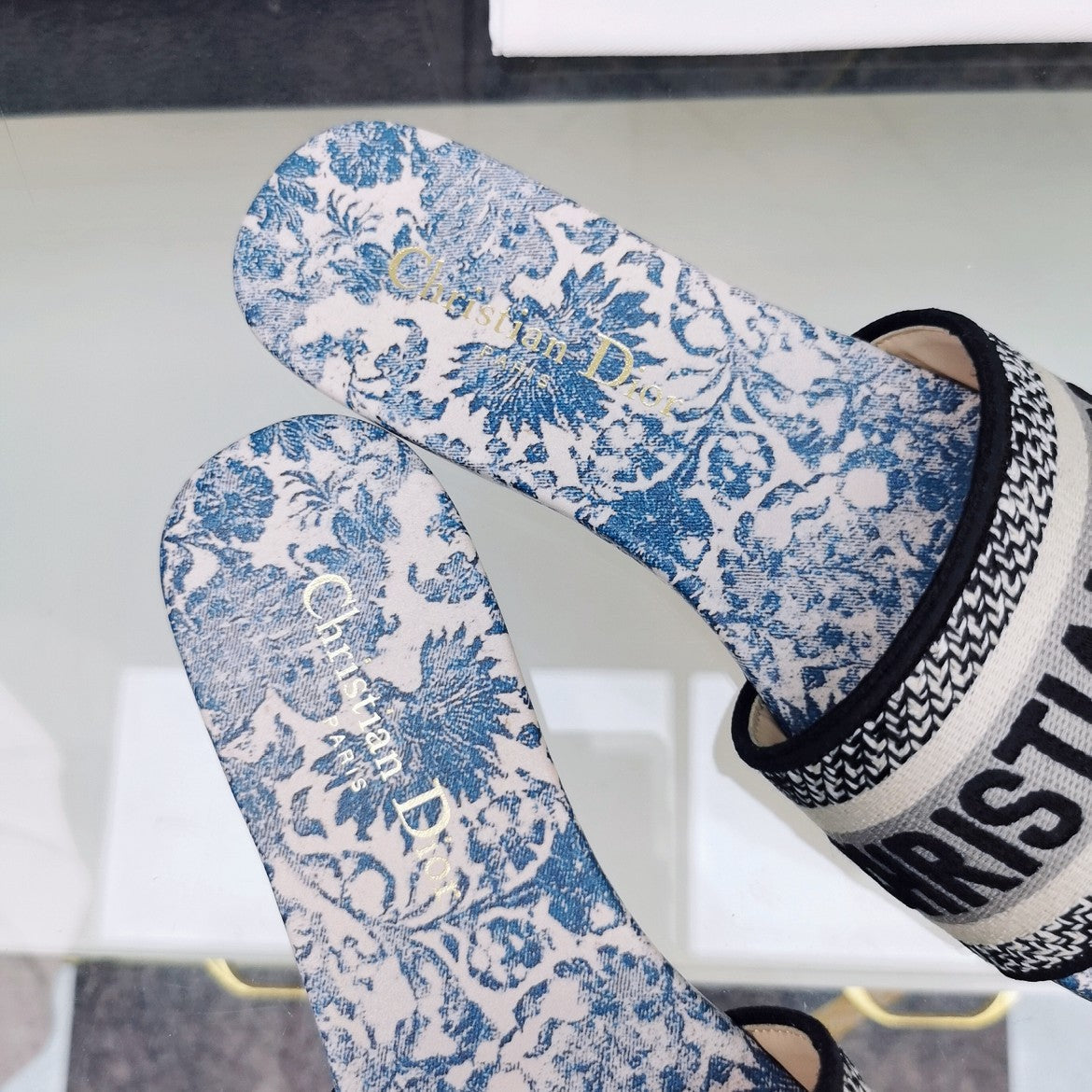 DIOR Mule Dway Slide 10mm Multi-motifs Style 75