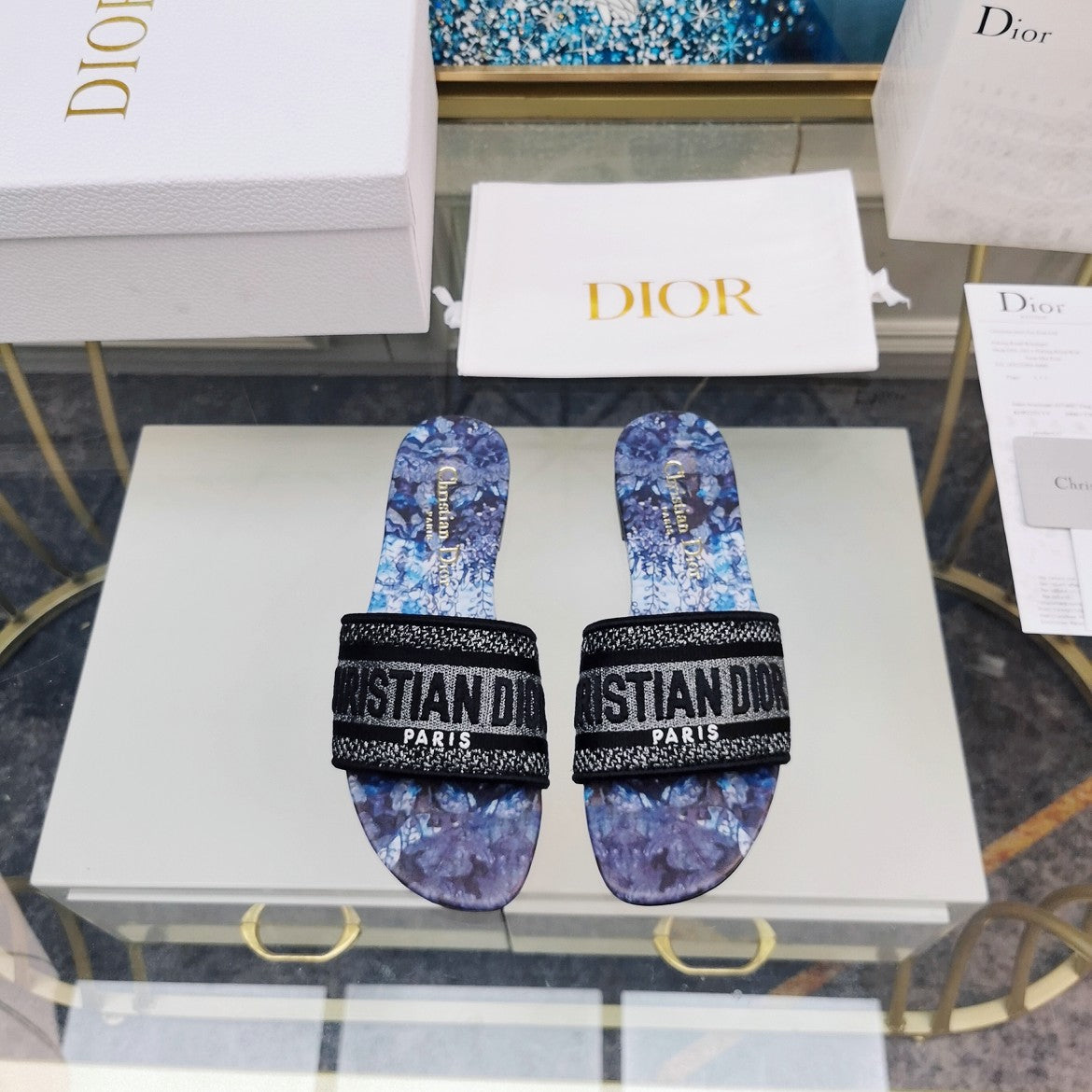 DIOR Mule Dway Slide 10mm Multi-motifs Style 72