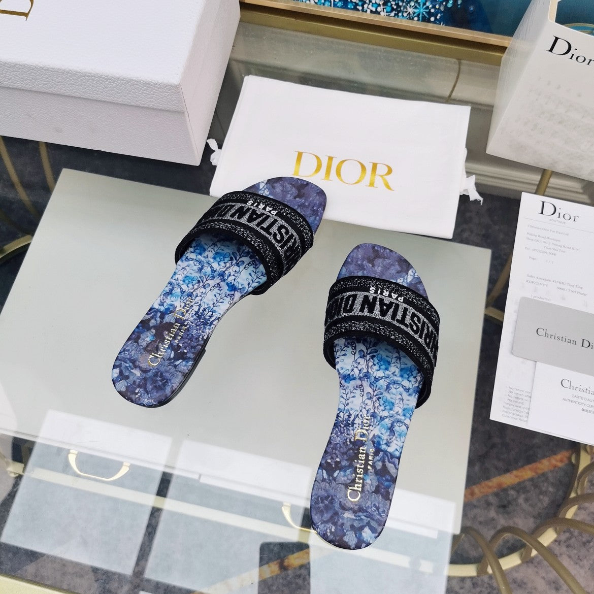 DIOR Mule Dway Slide 10mm Multi-motifs Style 72