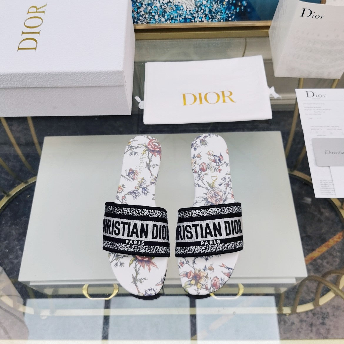 DIOR Mule Dway Slide 10mm Multi-motifs Style 71