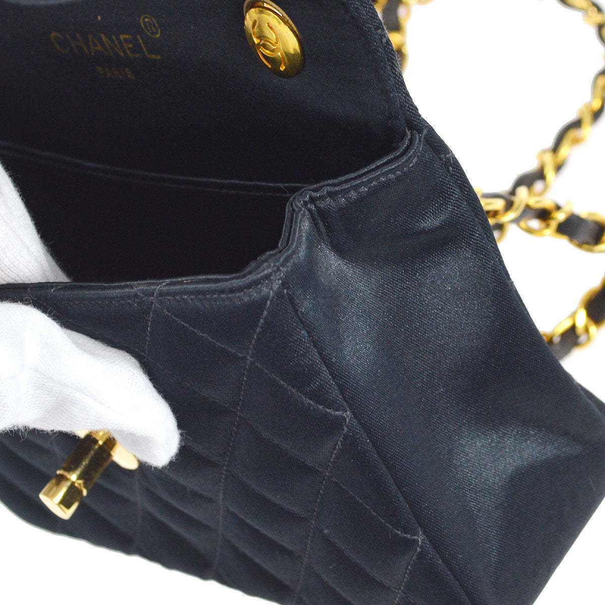 CHANEL 1994-1996 Circled CC Flap Mini Black Satin