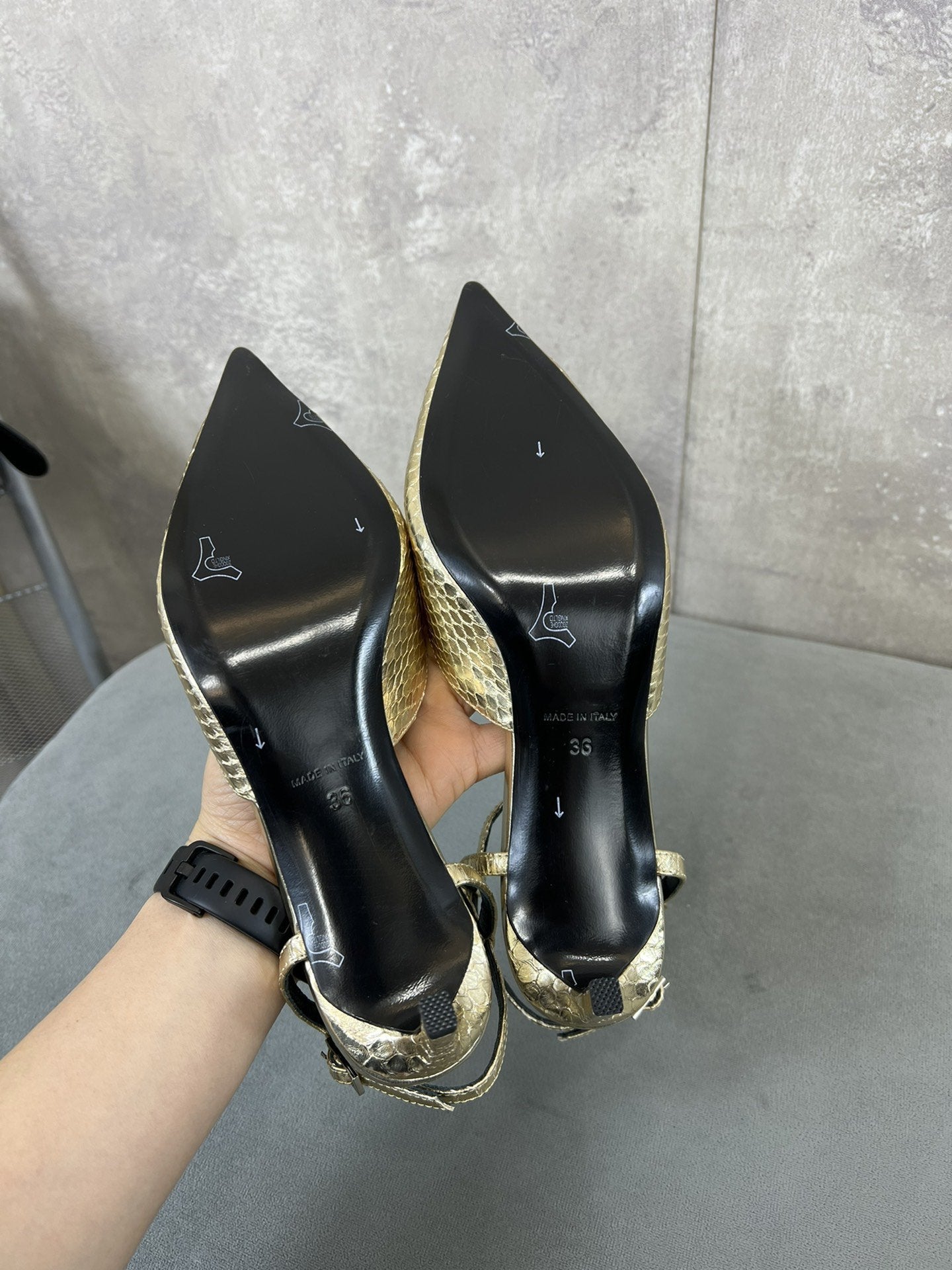 Celine cl kitten with strap 45 gold lizard stamped metalized calfskin