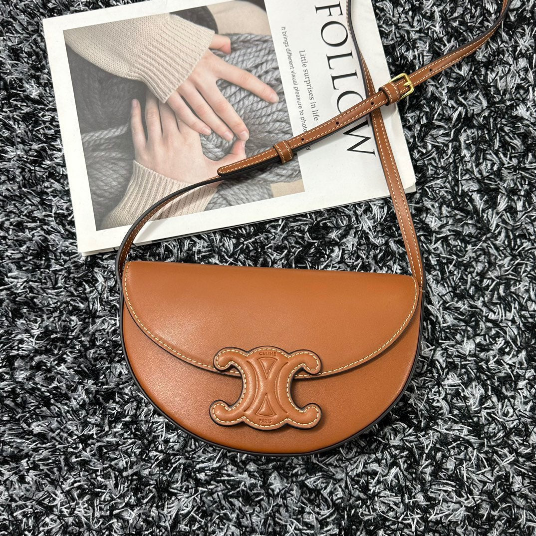 Celine BESACE TRIPHOME 23 CINNAMON BROWN CALFSKIN