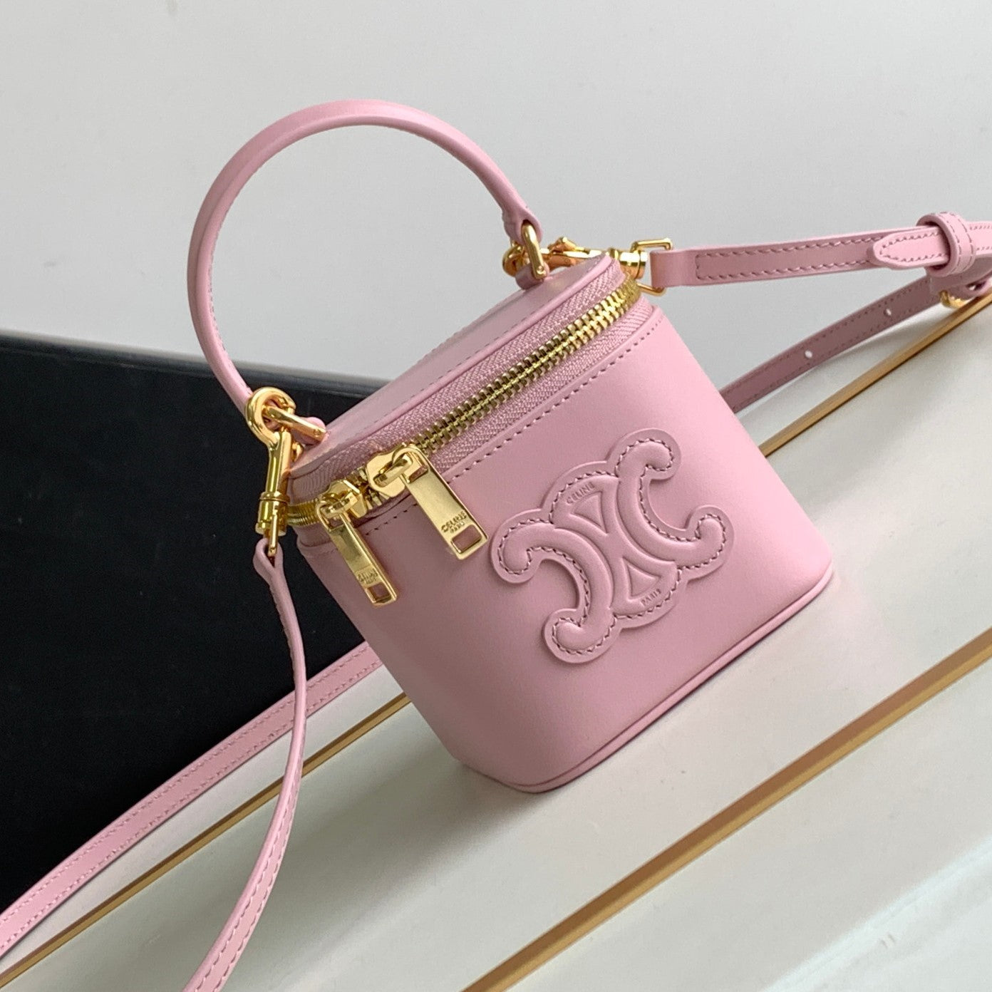 Celine MINI VANITY CASE TRIOMPHE PINK CALFSKIN