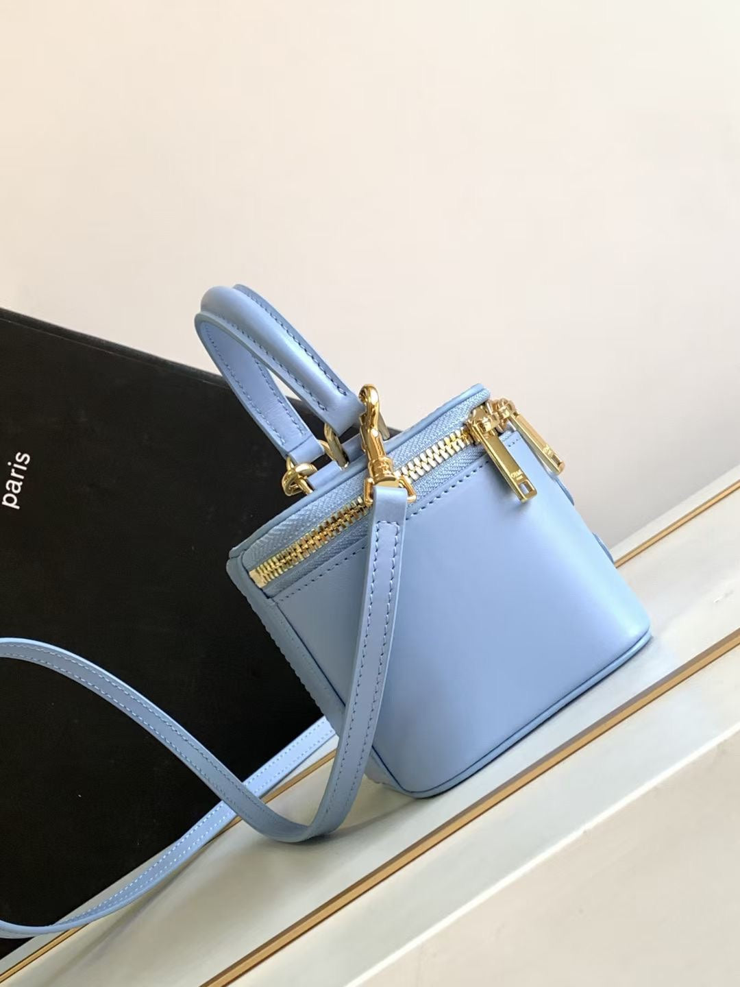 Celine MINI VANITY CASE TRIOMPHE SKY BLUE CALFSKIN