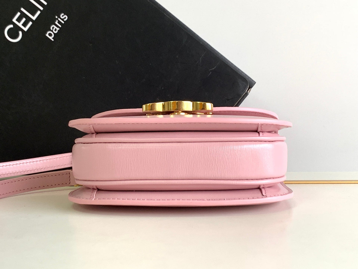 Celine TEEN CHAIN BESACE TRIOMPHE 15.5CM PINK CALFSKIN