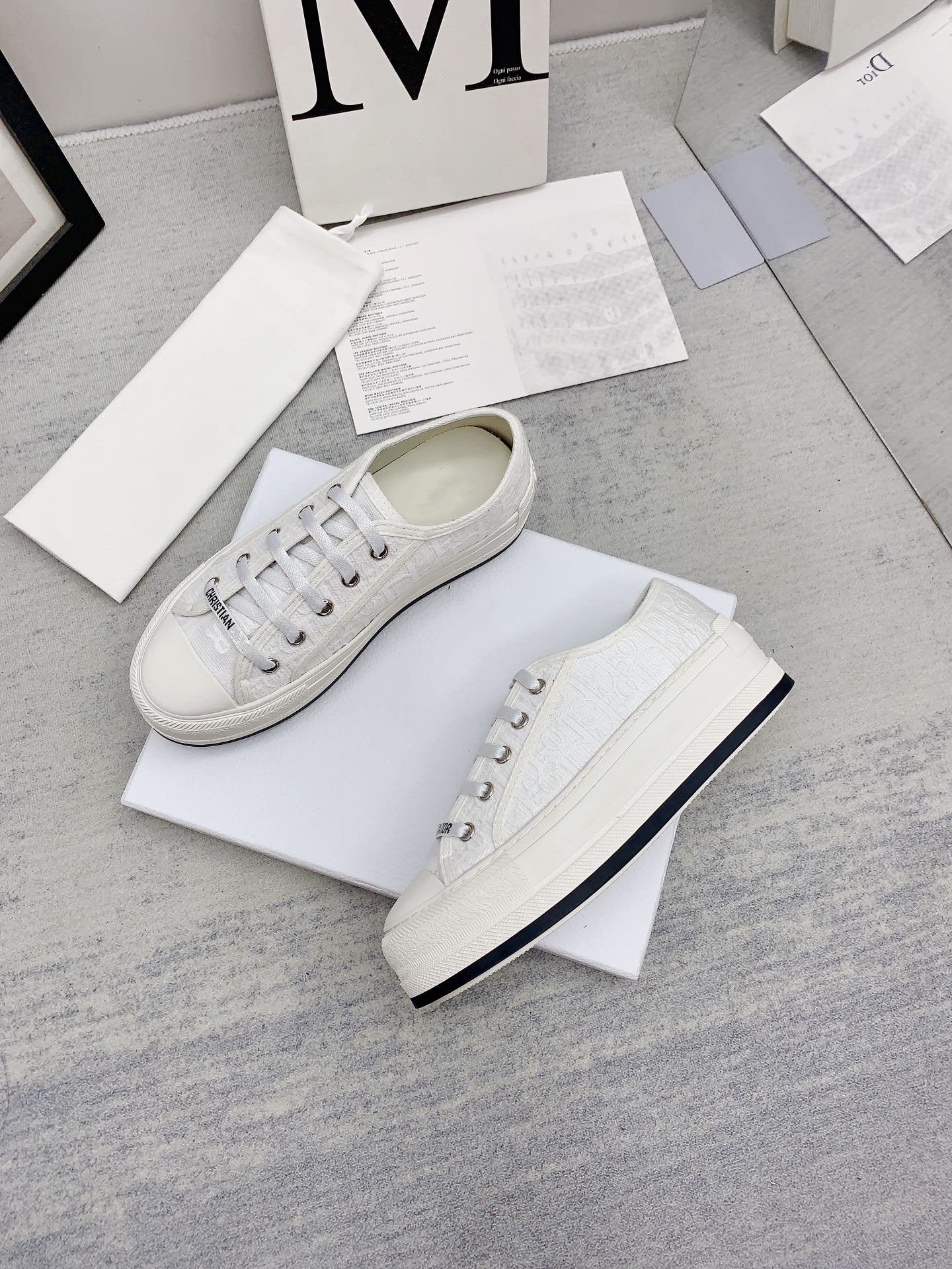 DIOR walkn 45 white oblique embroidery canvas