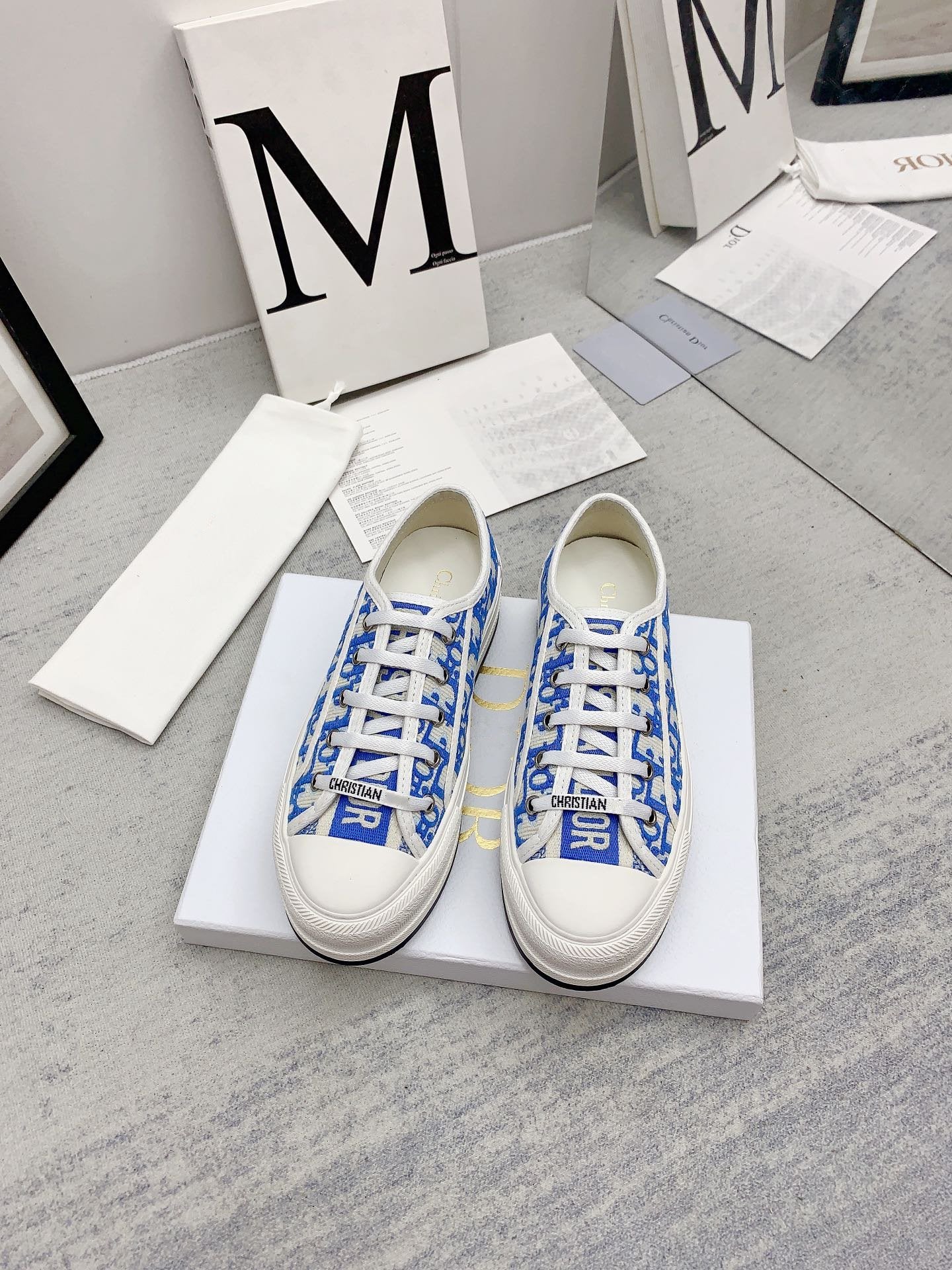 DIOR walkn 45 azure blue oblique embroidery canvas