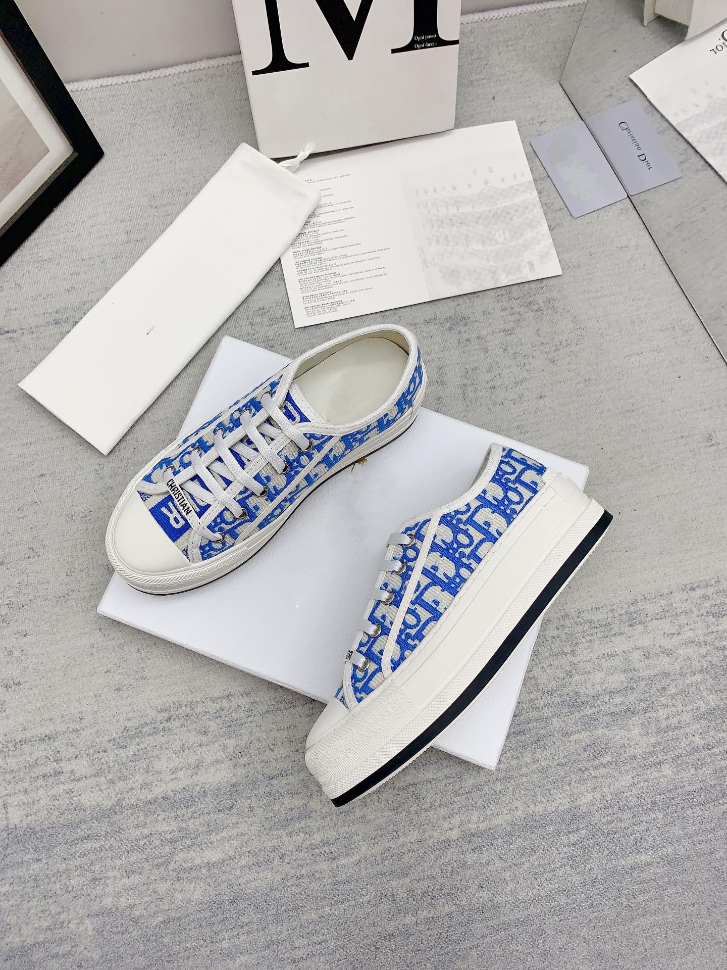 DIOR walkn 45 azure blue oblique embroidery canvas