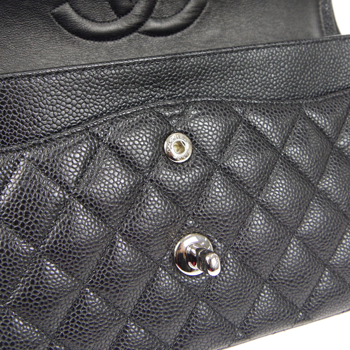 CHANEL Classic Double Flap Medium Shoulder Bag Black Caviar