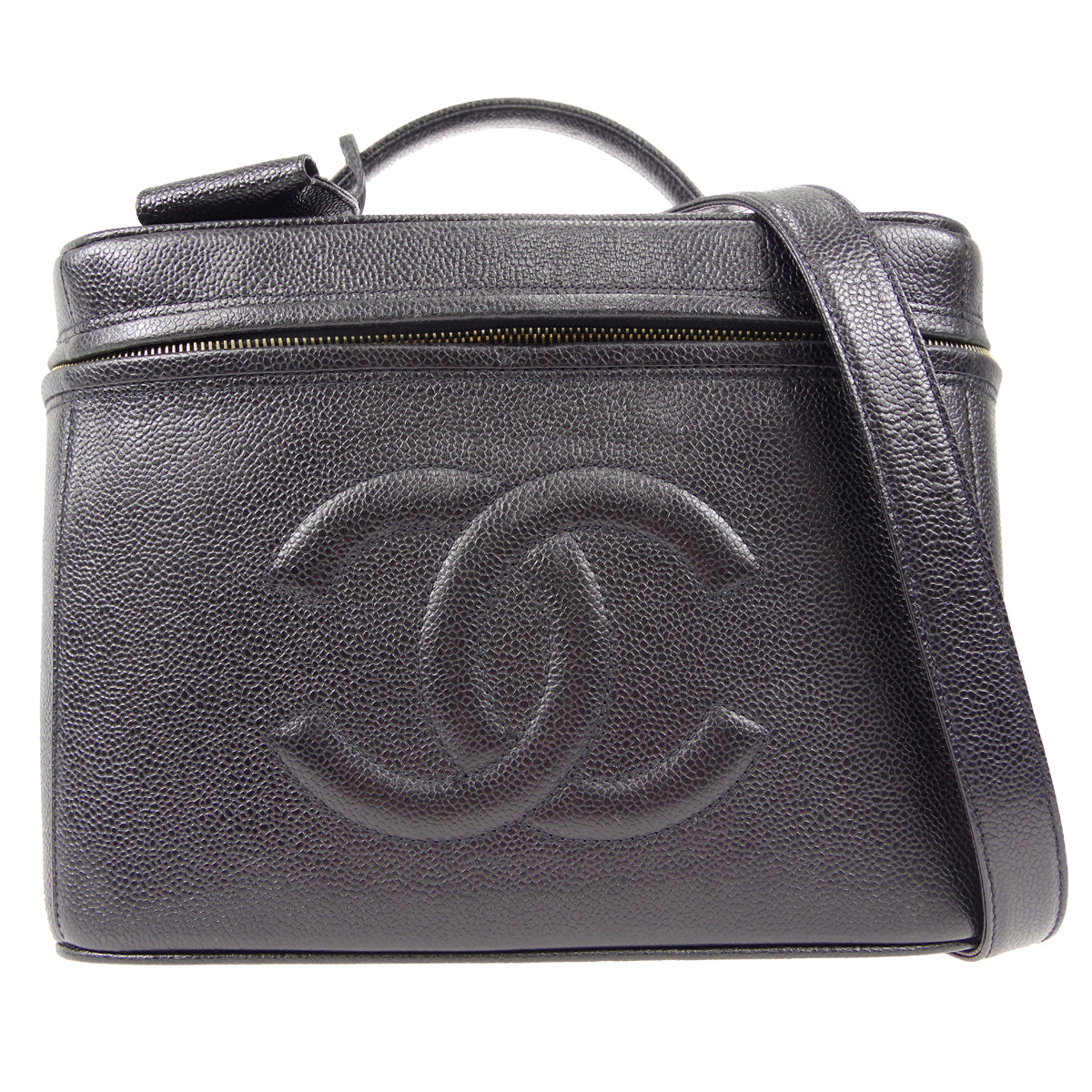 CHANEL 2way Vanity Shoulder Handbag Black Caviar