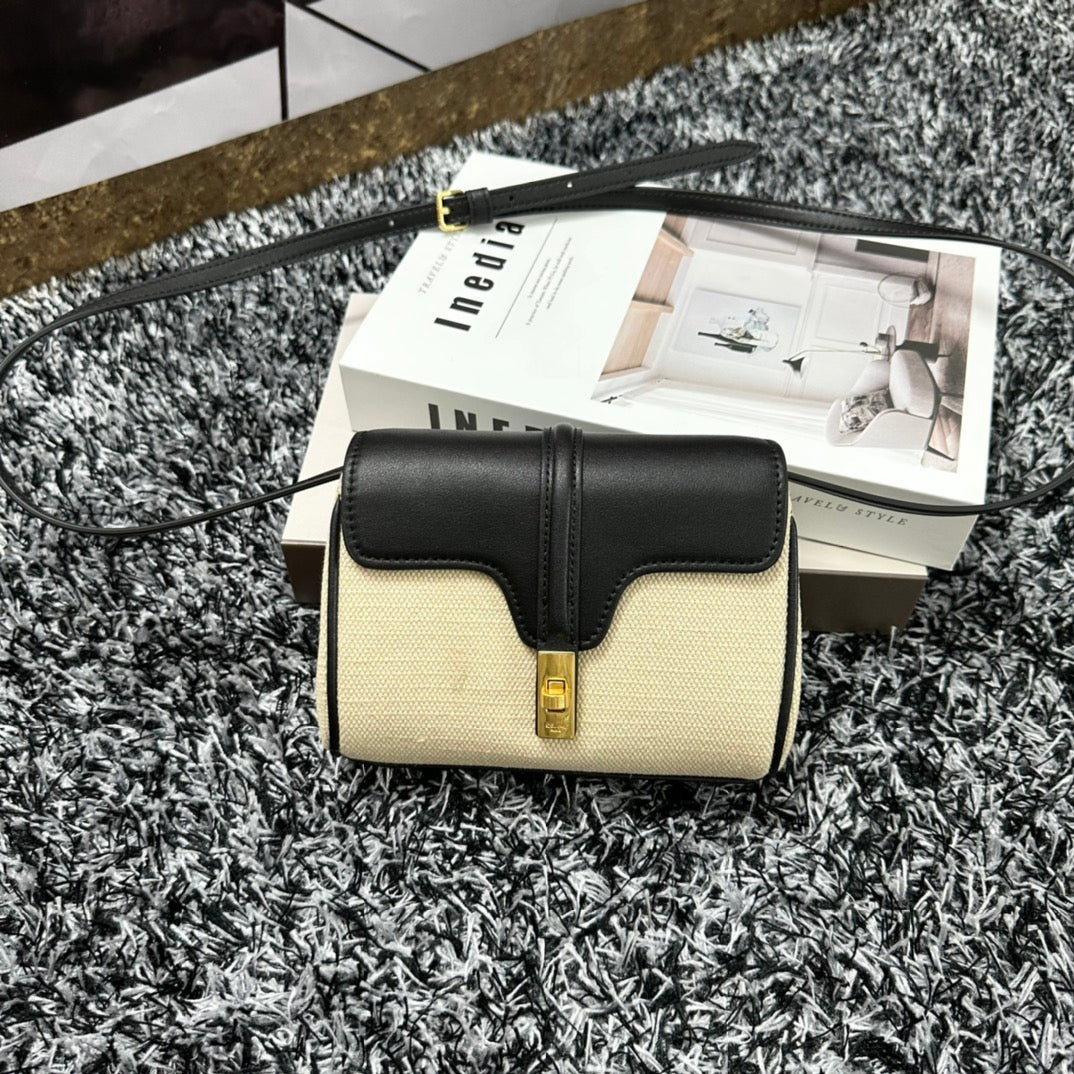 Celine CLASSIC MINI 18 WHITE BLACK CALFSKIN