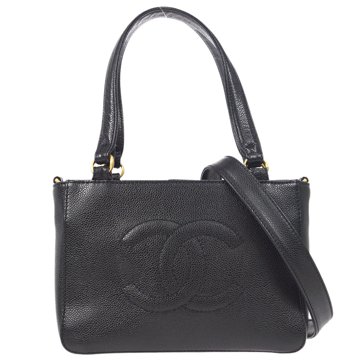 CHANEL 2way Shoulder Handbag Black Caviar
