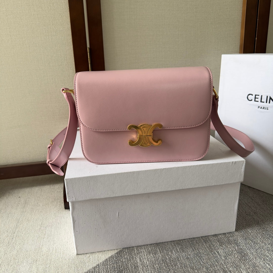 Celine classique triomphe 22 pink calfskin gold hardware