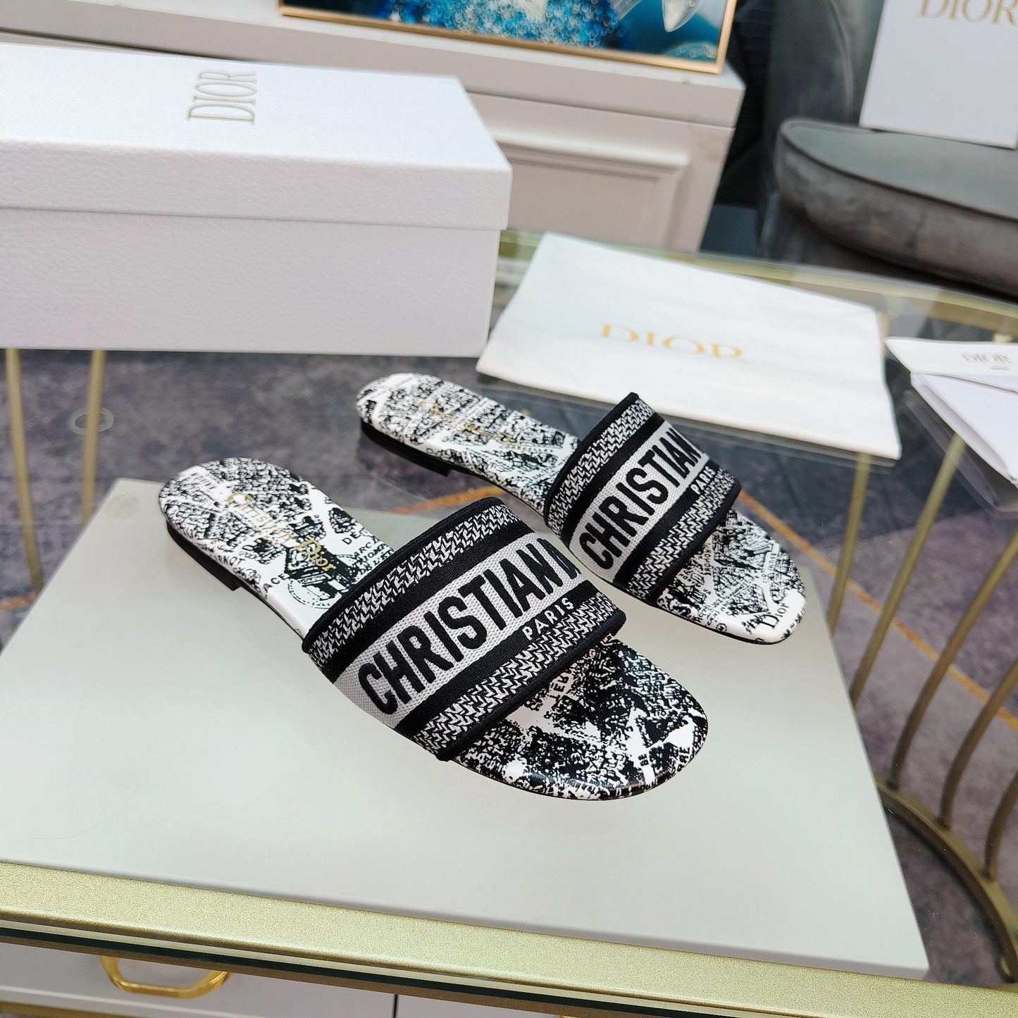 DIOR Mule Dway Slide 10mm Multi-motifs Style 13