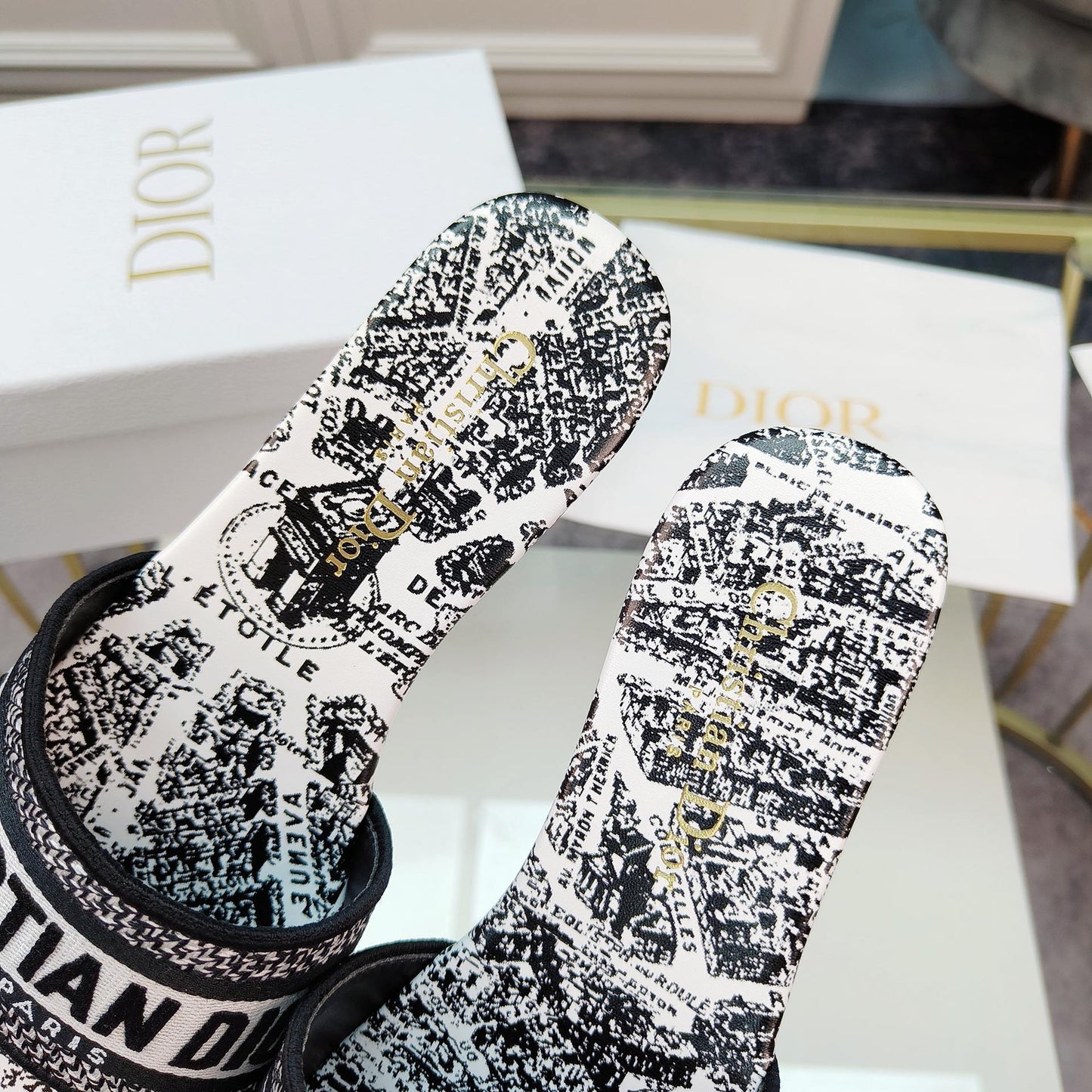 DIOR Mule Dway Slide 10mm Multi-motifs Style 13