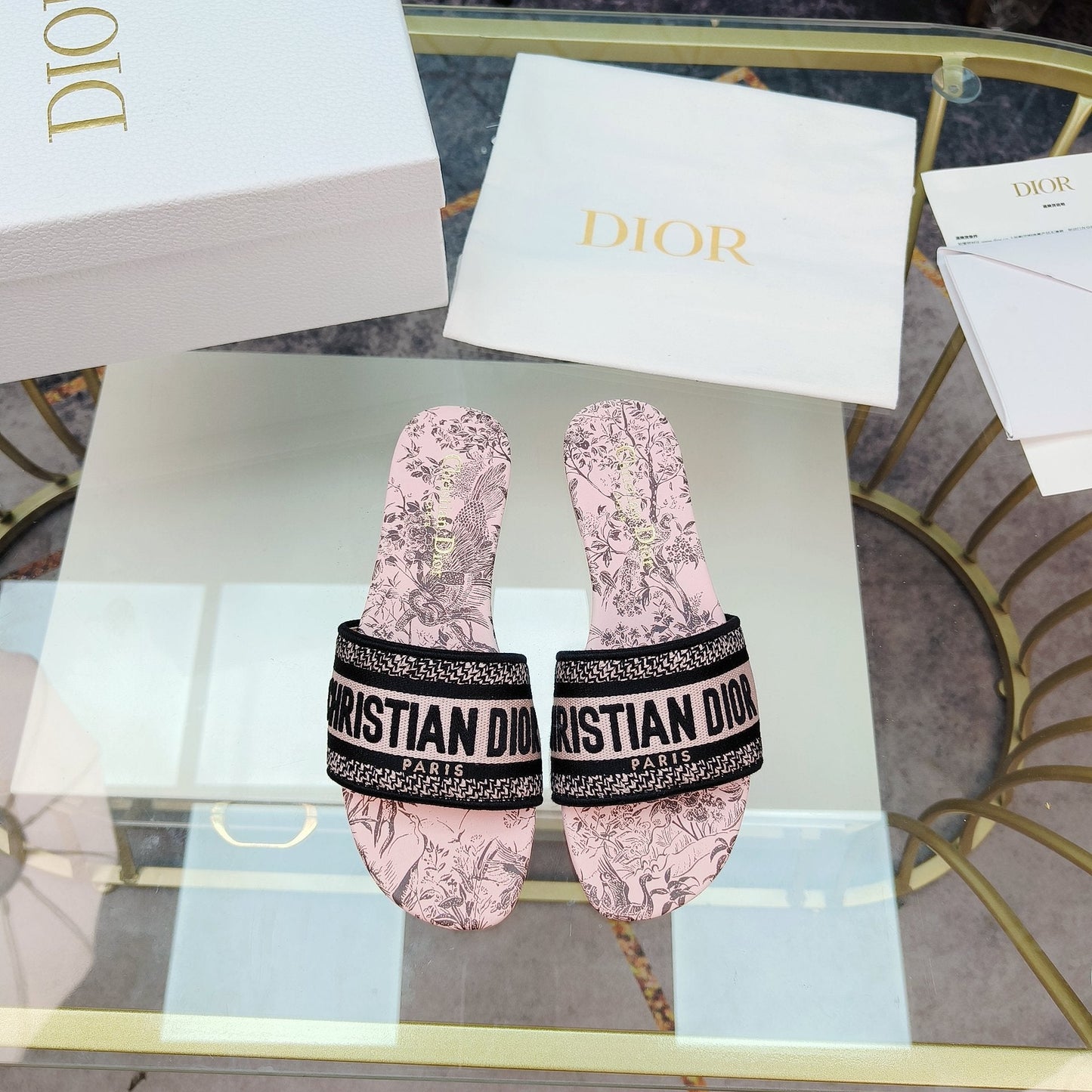 DIOR Mule Dway Slide 10mm Multi-motifs Style 12