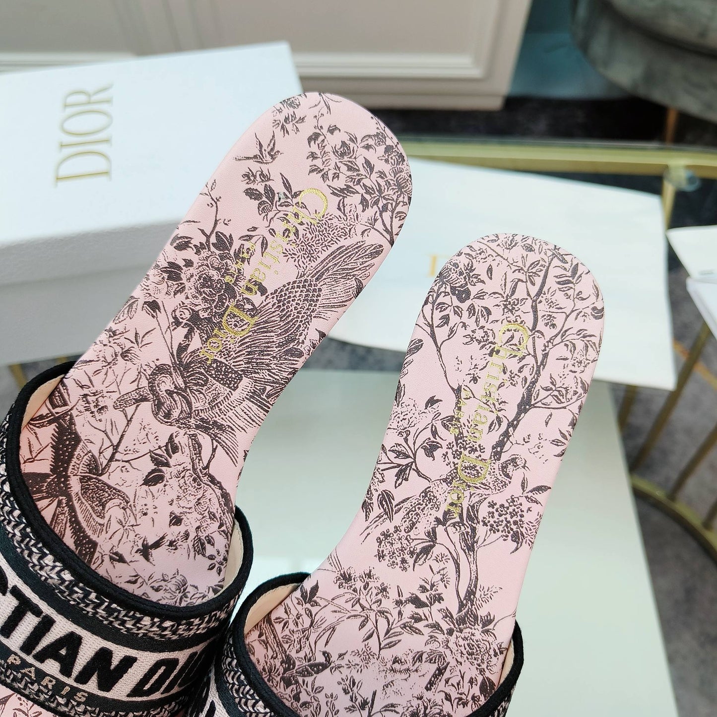 DIOR Mule Dway Slide 10mm Multi-motifs Style 12