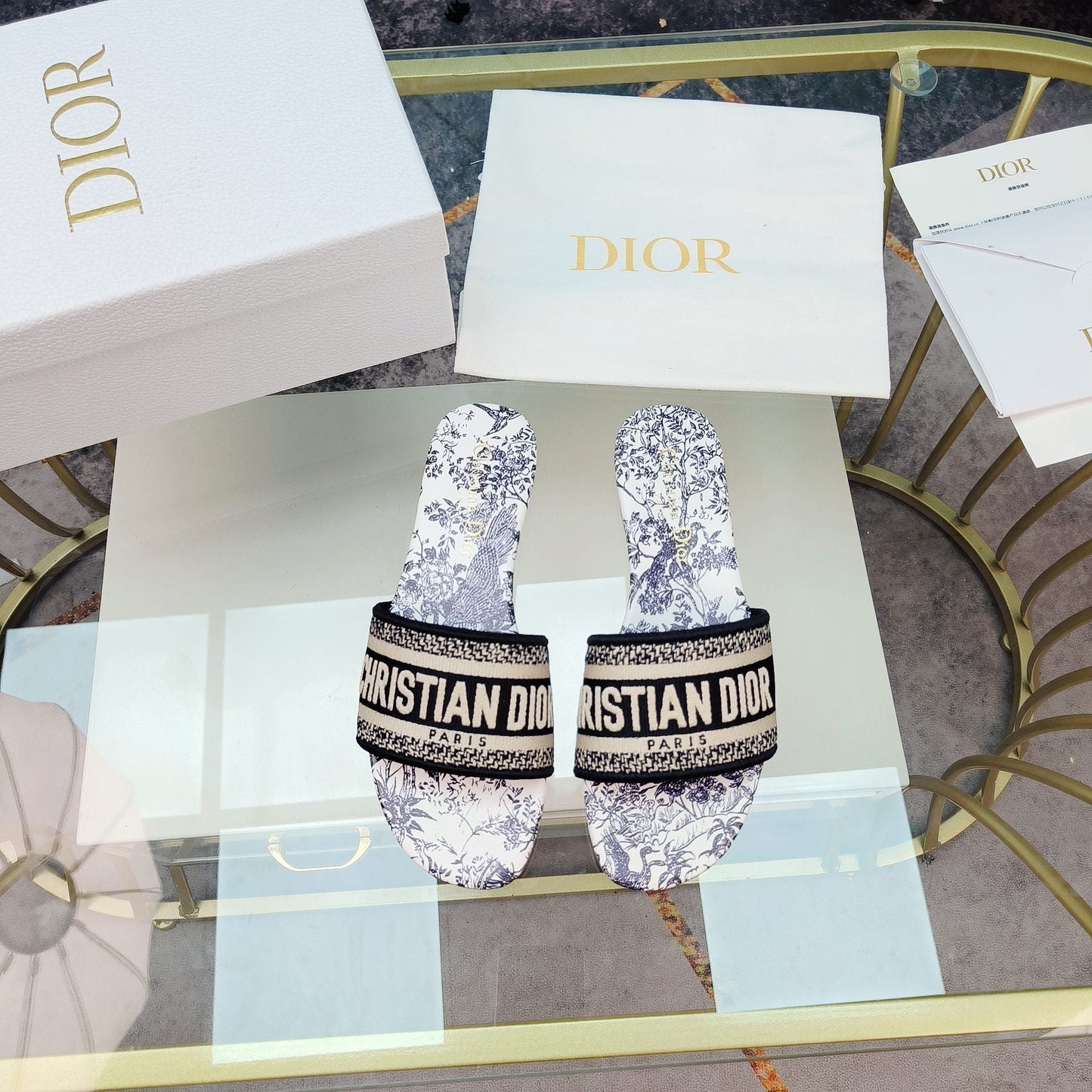 DIOR Mule Dway Slide 10mm Multi-motifs Style 11