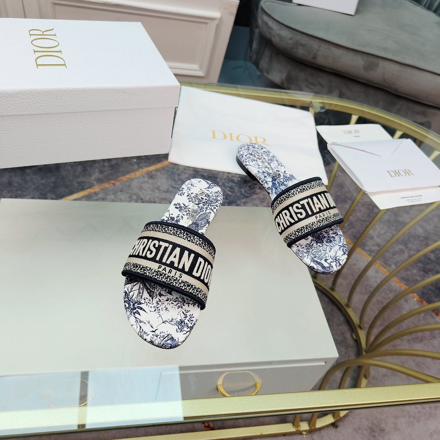 DIOR Mule Dway Slide 10mm Multi-motifs Style 11