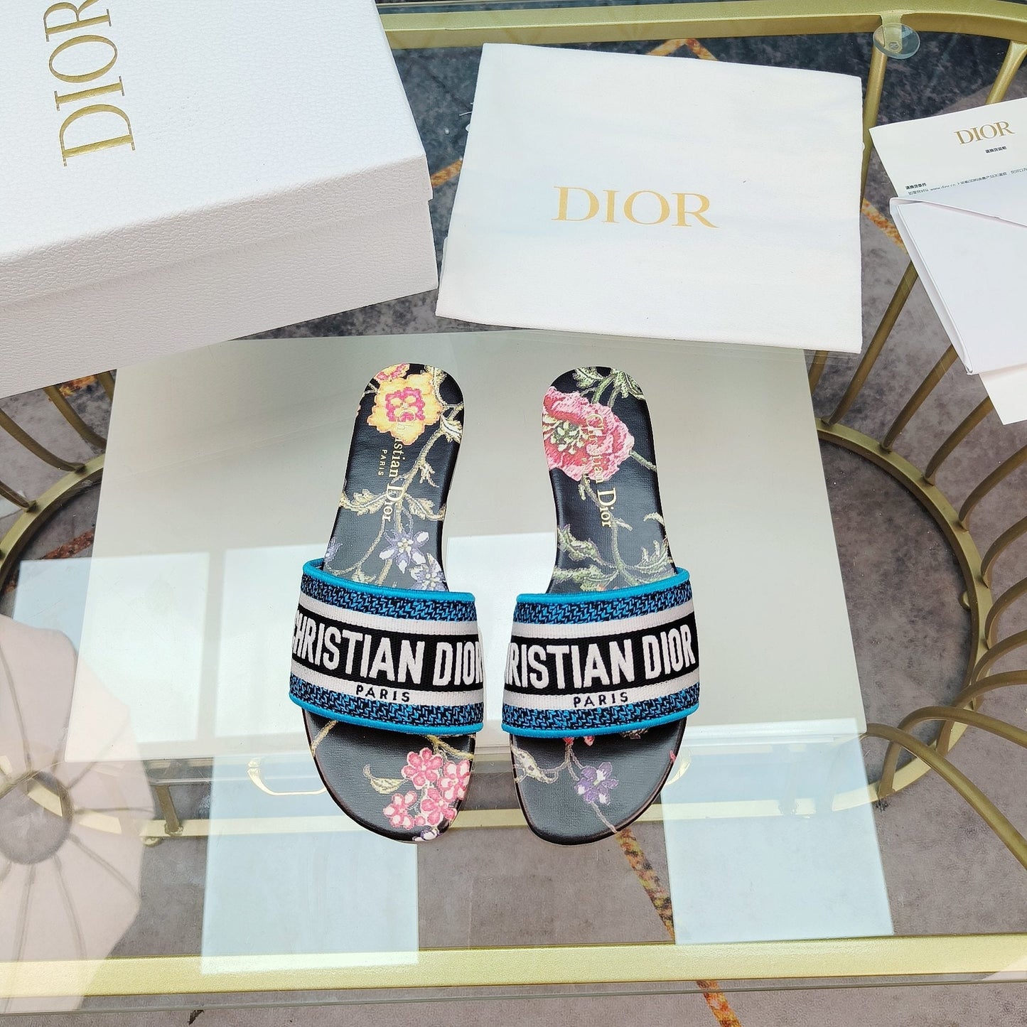 DIOR Mule Dway Slide 10mm Multi-motifs Style 10